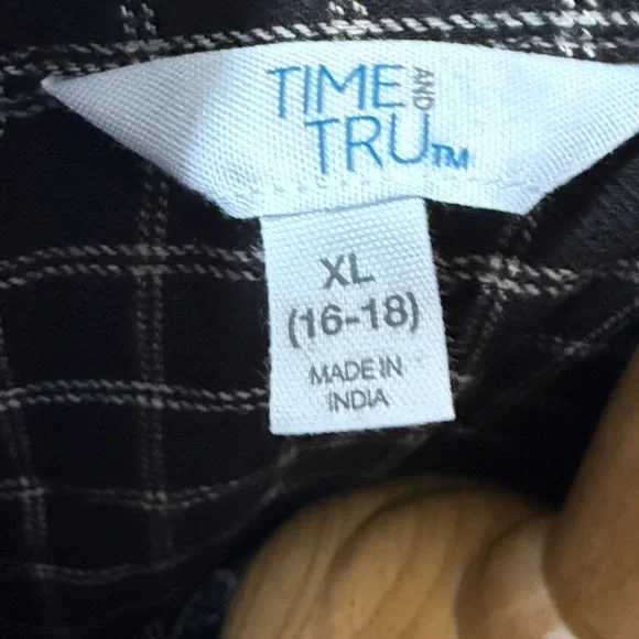 Time and Tru Black Plaid Flannel Shirt Dress Sz XL NWT - Picture 7 of 8